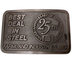 Farmland Industries Belt Buckle 25th Anniversary Country Western Cowboy